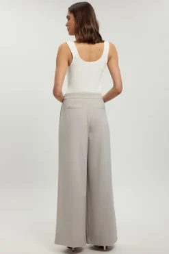 Pantalon Large En Tissu Stretch Compact