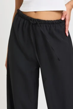 Pantalon Large En Tissu Tissé Avec Taille Élastique Et Cordon De Serrage