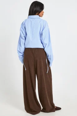 Pantalon Large En Velours Côtelé Avec Taille Cordon De Serrage Petite