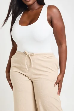 Pantalon Large En Velours Côtelé Grande Taille