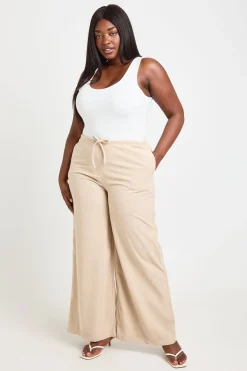 Pantalon Large En Velours Côtelé Grande Taille