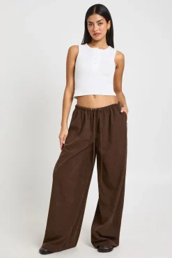 Pantalon Large en Velours Côtelé