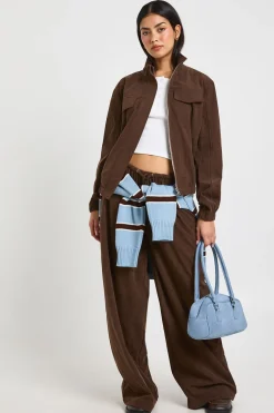 Pantalon Large en Velours Côtelé