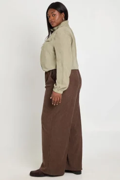 Pantalon Large En Velours Côtelé Grande Taille