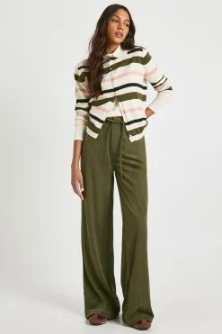 boohoo Pantalon Large En Velours Côtelé Avec Ceinture Nouée Pour Grandes Tailles<Femme Pantalons