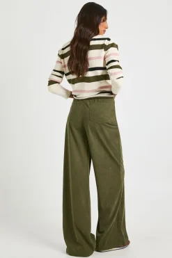 boohoo Pantalon Large En Velours Côtelé Avec Ceinture Nouée Pour Grandes Tailles<Femme Pantalons