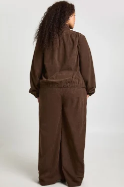 Pantalon Large en Velours Côtelé Grande Taille