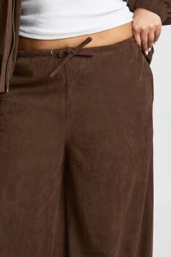 Pantalon Large en Velours Côtelé Grande Taille