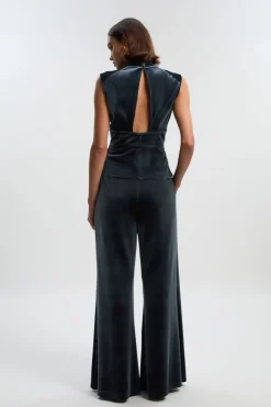 KarenMillen Pantalon Large en Velours Tissé<Femme Pantalons|Tailleurs
