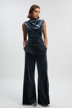 KarenMillen Pantalon Large en Velours Tissé<Femme Pantalons|Tailleurs