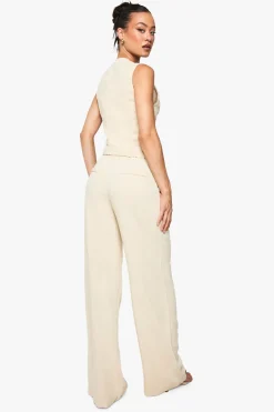 boohoo Pantalon Large Essentiel Aspect Lin Coupe Tall<Femme Pantalons|Tailleurs