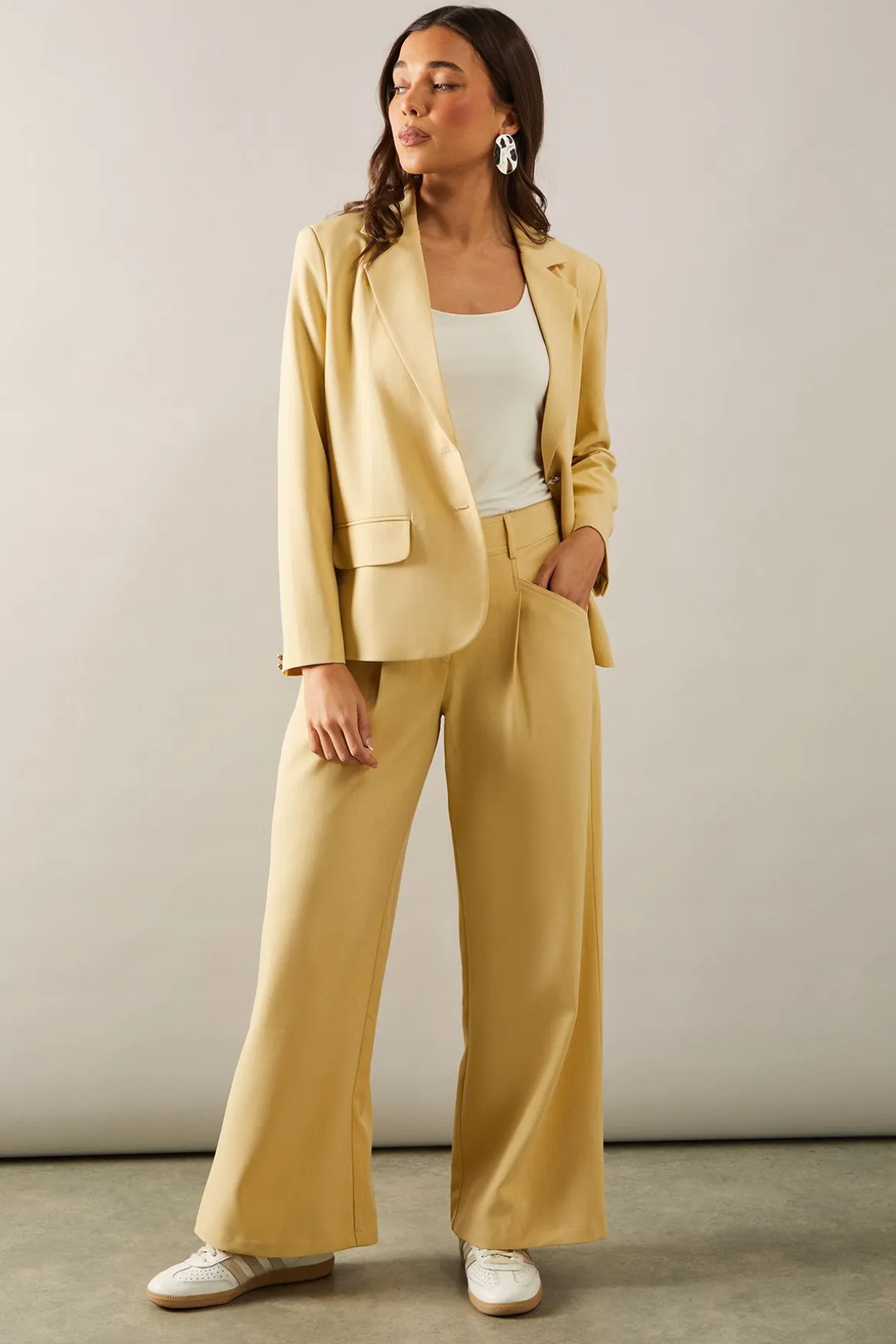 Pantalon Large à Fines Rayures Petite
