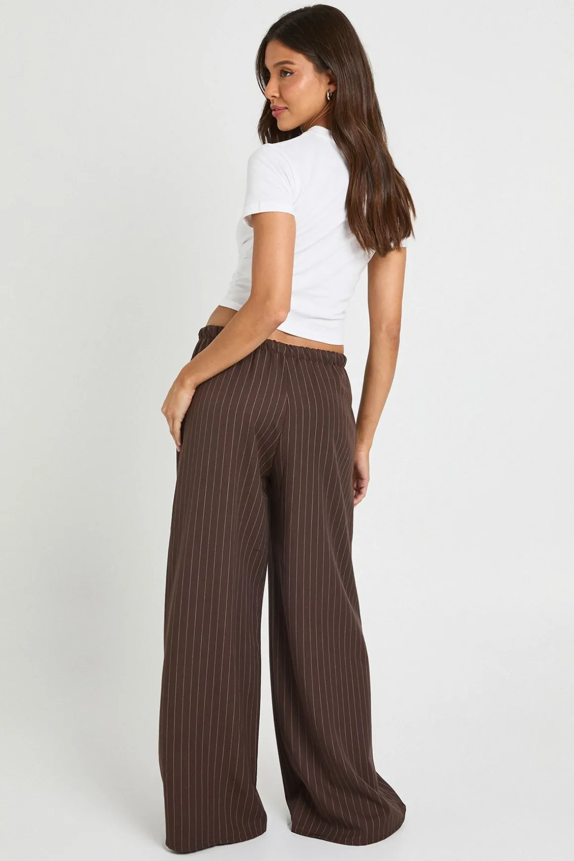 Pantalon Large À Fines Rayures Avec Cordon De Serrage Petite