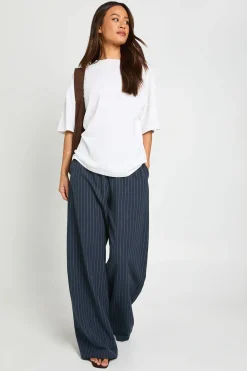Pantalon Large À Fines Rayures Avec Cordon De Serrage Pour Grandes Tailles