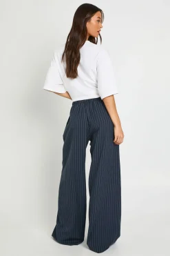 Pantalon Large À Fines Rayures Avec Cordon De Serrage Pour Grandes Tailles