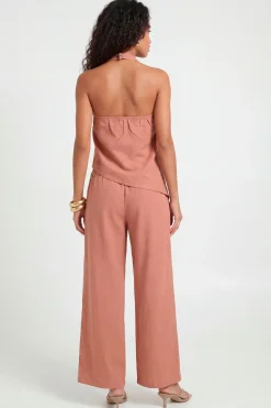 Pantalon Large À Finition Pêche
