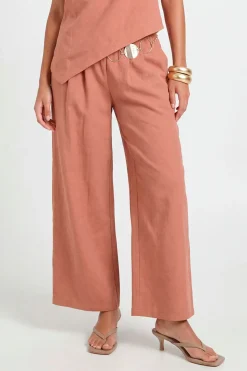 Pantalon Large À Finition Pêche