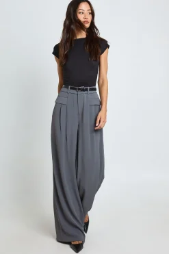 Pantalon Large Fluide Ceinturé Taille Haute - Coupe Tall