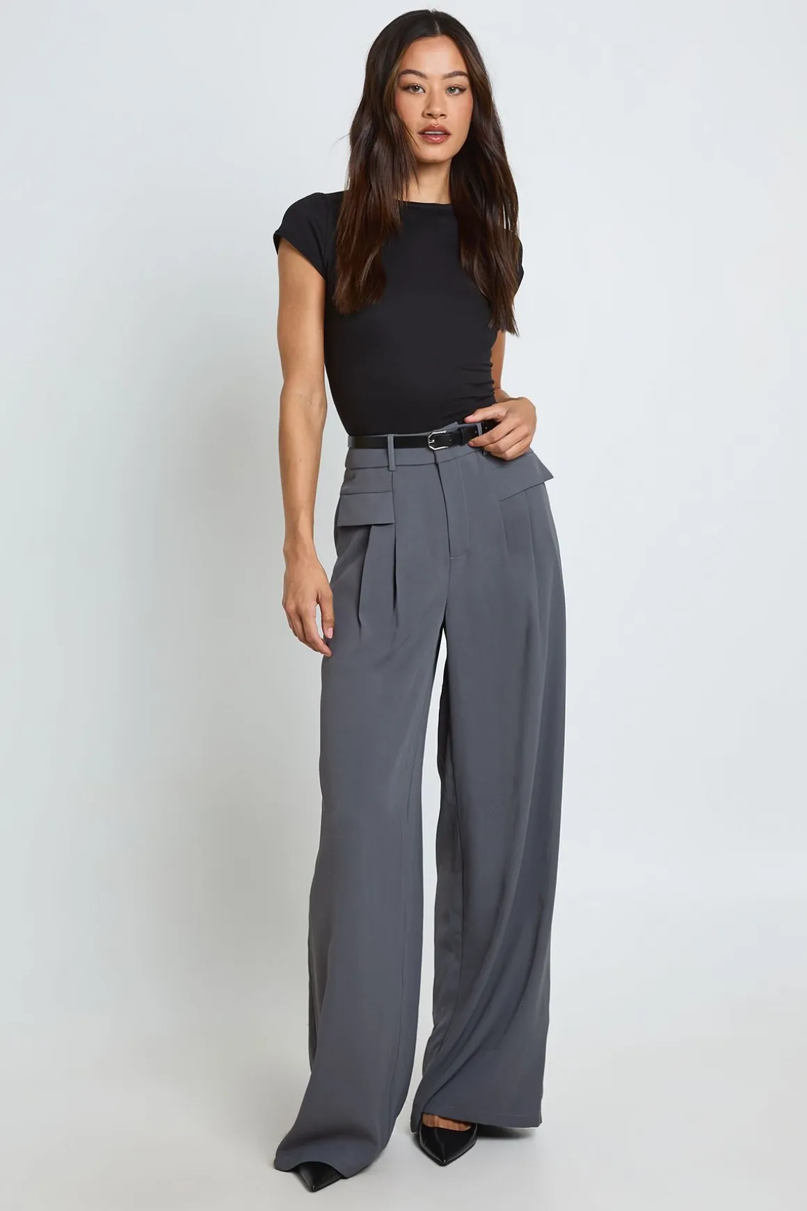 Pantalon Large Fluide Ceinturé Taille Haute - Coupe Tall