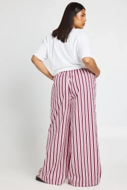 boohoo Pantalon Large Grande Taille En Popeline Rayée Avec Cordon De Serrage<Femme Pantalons