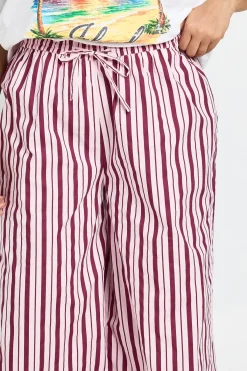 boohoo Pantalon Large Grande Taille En Popeline Rayée Avec Cordon De Serrage<Femme Pantalons