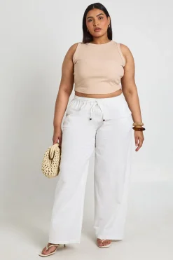 Pantalon Large Grande Taille Avec Détail De Perles Et Lien À Nouer