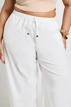 Pantalon Large Grande Taille Avec Détail De Perles Et Lien À Nouer