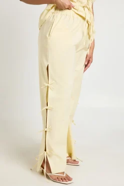 Pantalon Large Grande Taille Aspect Lin Avec Liens Latéraux