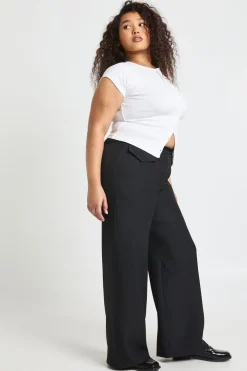Pantalon Large Grande Taille Avec Détail De Poches Tissées