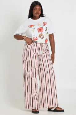 Pantalon Large Grande Taille En Popeline Avec Cordon De Serrage