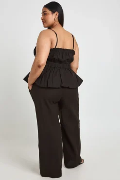 Pantalon Large Grande Taille Avec Détail De Perles Et Lien À La Taille