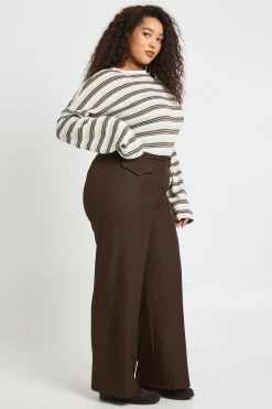 Pantalon Large Grande Taille Avec Détail De Poches Tissées