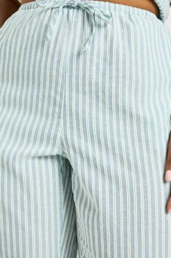 Pantalon Large Grande Taille À Rayures Avec Taille Élastiquée