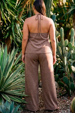 Pantalon Large Grande Taille À Finition Pêche