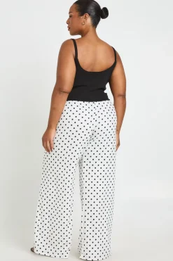Pantalon Large Grande Taille En Jersey Texturé À Pois