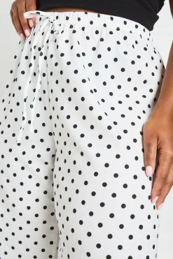 Pantalon Large Grande Taille En Jersey Texturé À Pois