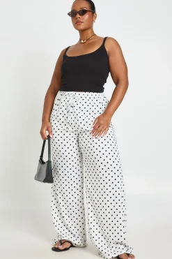 Pantalon Large Grande Taille En Jersey Texturé À Pois