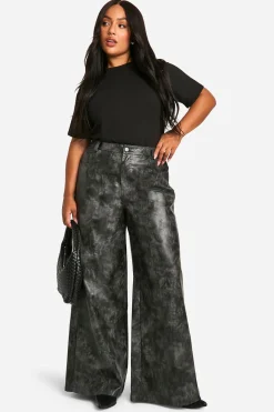 boohoo Pantalon Large Grande Taille En Synthétique Effet Délavé<Femme Pantalons