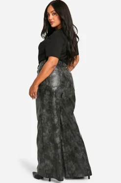 boohoo Pantalon Large Grande Taille En Synthétique Effet Délavé<Femme Pantalons