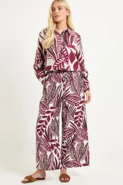 Pantalon Large À Imprimé Tropical Petite