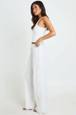Pantalon Large À Jambes Larges Avec Bordure Brodée Pour Grande Taille