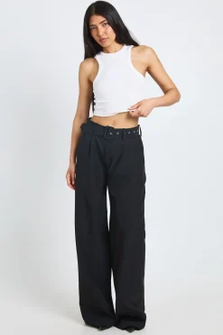 boohoo Pantalon Large À Jambes Larges Avec Ceinture En Tissu Assorti Pour Grande Taille<Femme Pantalons