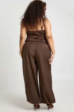 Pantalon Large à Jambes Évasées avec Nœud Devant - Grande Taille