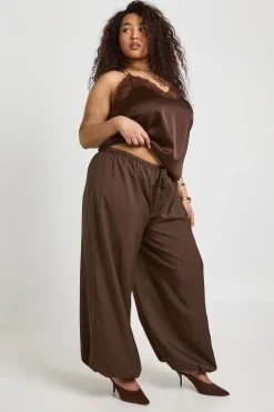 Pantalon Large à Jambes Évasées avec Nœud Devant - Grande Taille