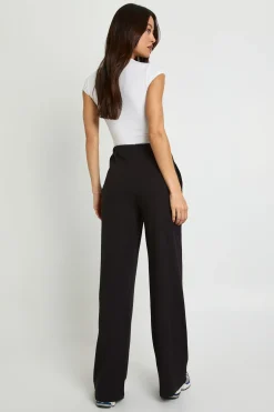 Pantalon Large À Jambes Évasées Côtelé Taille Haute