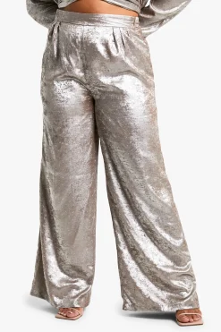 Pantalon Large Métallique Plus Diamante