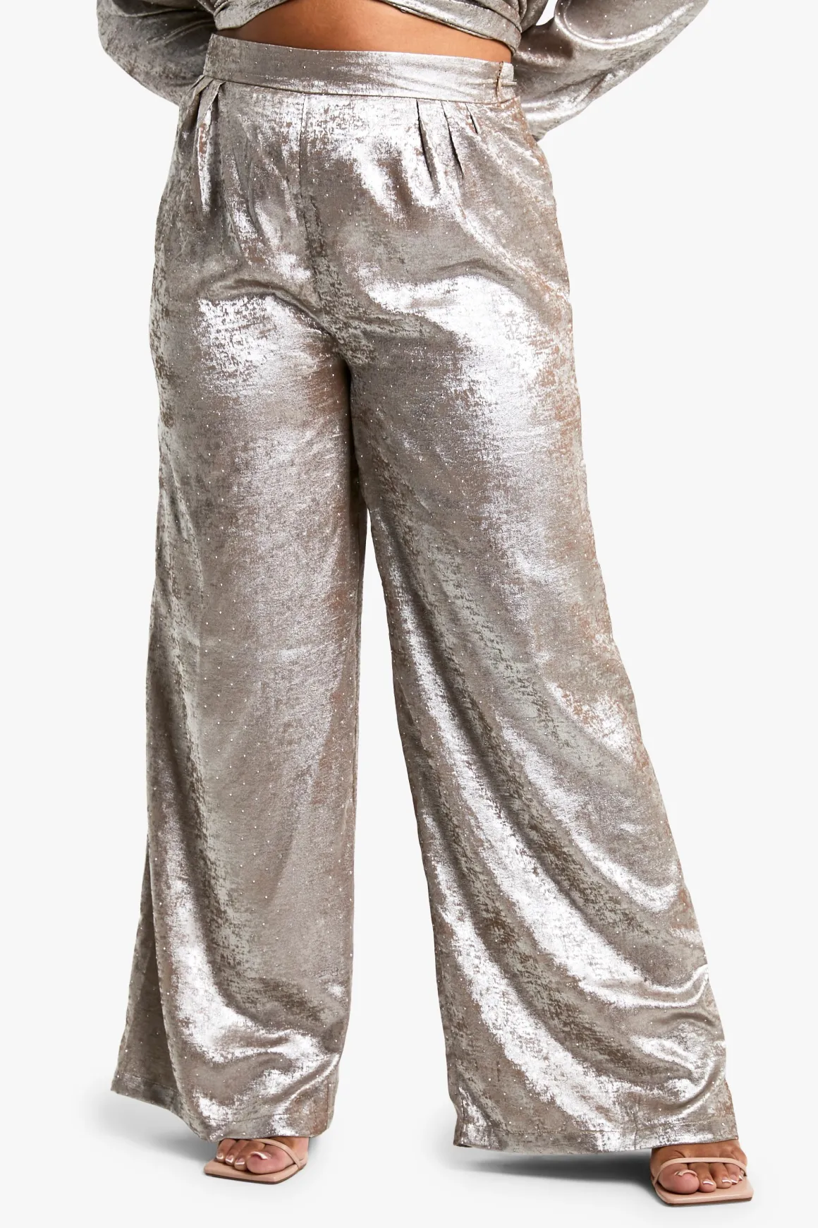 Pantalon Large Métallique Plus Diamante