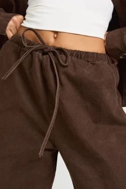 Pantalon Large Oversize Délavé À Taille Élastiquée