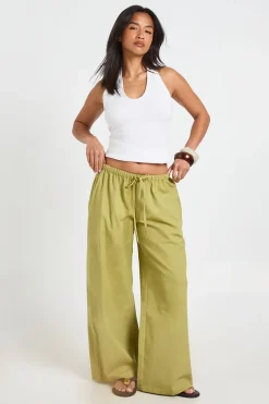 boohoo Pantalon Large Petite Aspect Lin<Femme Pantalons