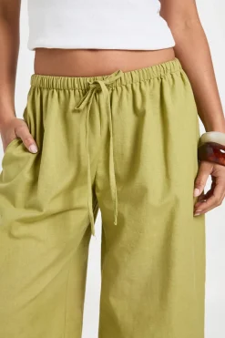 boohoo Pantalon Large Petite Aspect Lin<Femme Pantalons
